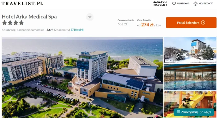 Oferta hotelu Arka Medical Spa w Kołobrzegu ceny