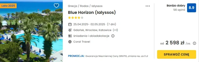 oferta hotelu Blue Horizon na Rodos ceny