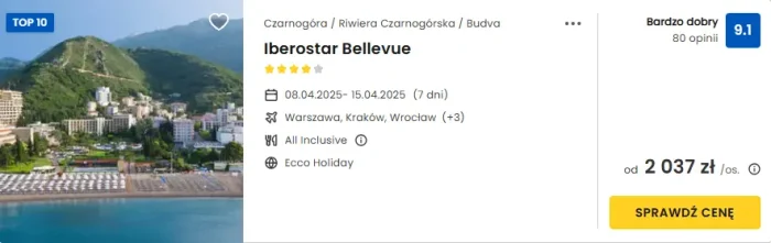 Oferta hotelu Iberostar Waves Bellevue w Czarnogórze ceny