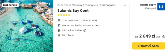 Oferta hotelu Salamis Bay Conti na Cyprze ceny