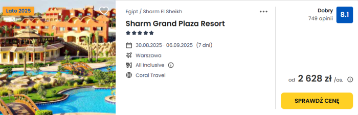 Oferta hotelu Sharm Grand Plaza Resort ceny