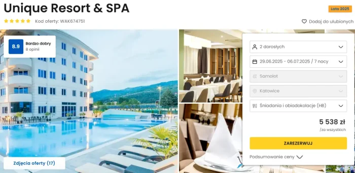 oferta hotelu Unique Resort Spa w Macedonii ceny