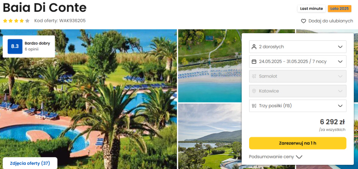 oferta hotelu Baia Di Conte na Sardynii ceny