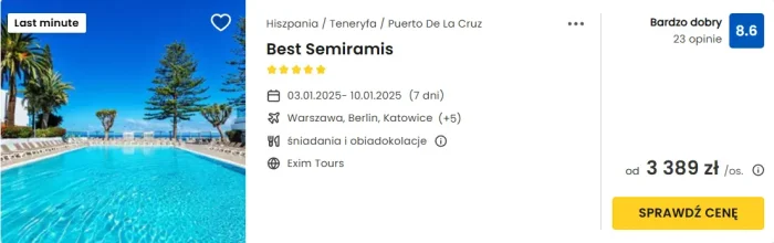 oferta hotelu Best Semiramis na Teneryfie ceny