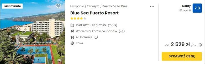 oferta hotelu Blue Sea Puerto Resort na Teneryfie ceny