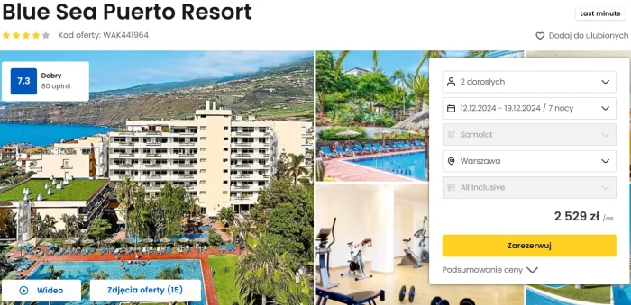 oferta hotelu Blue Sea Puerto Resort na Teneryfie ceny