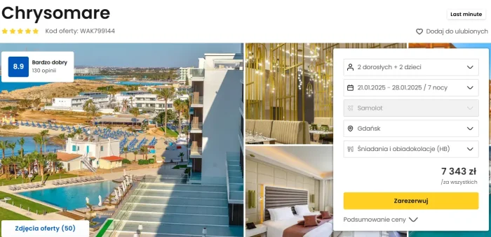 oferta hotelu Chrysomare na Cyprze ceny