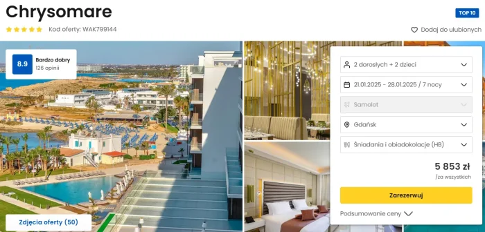 oferta hotelu Chrysomare na Cyprze ceny