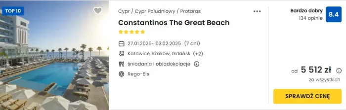 oferta hotelu Constantinos The Great Beach na Cyprze