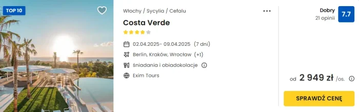 oferta hotelu Costa Verde na Sycylii ceny