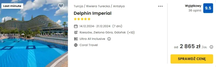 oferta hotelu Delphin Imperial w Turcji ceny