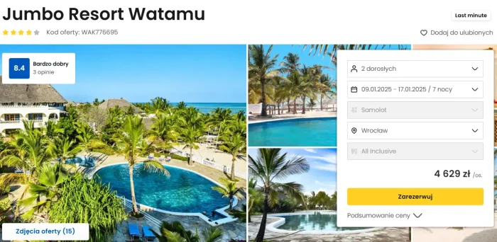 oferta hotelu Jumbo Resort Watamu w Kenii ceny