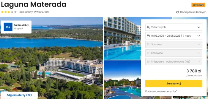 oferta hotelu Laguna Materada w Chorwacji ceny