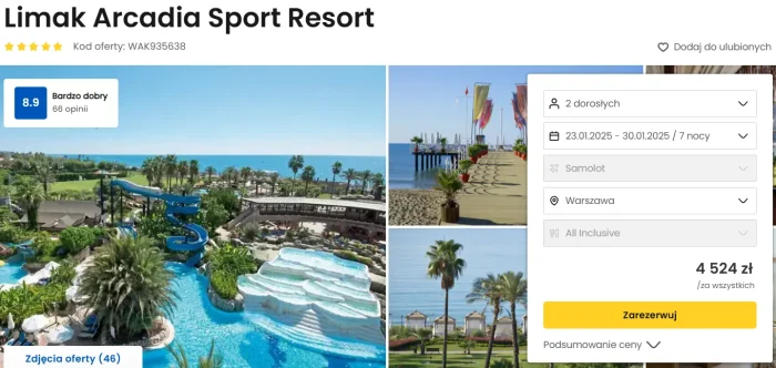 oferta hotelu Limak Arcadia Sport Resort w Turcji