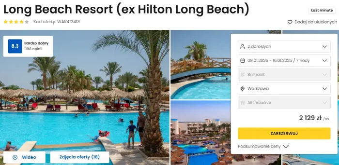 oferta hotelu Long Beach Resort w Egipcie ceny