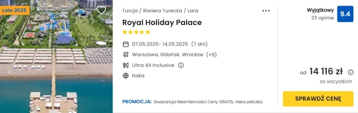 oferta hotelu Royal Holiday Palace w Turcji ceny