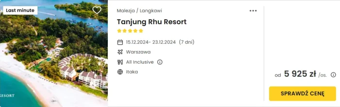 oferta hotelu Tanjung Rhu Resort w Malezji ceny