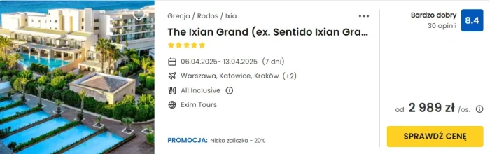 oferta hotelu The Ixian Grand na Rodos ceny