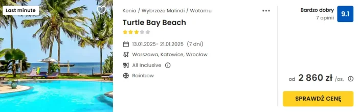 oferta hotelu Turtle Bay Beach w Kenii ceny