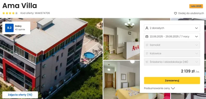 Oferta hotelu Ama Villa w Czarnogórze ceny