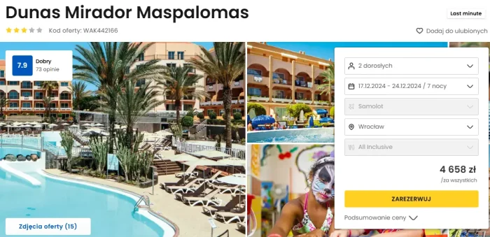 oferta hotelu Dunas Mirador Maspalomas ceny