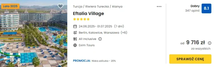 oferta hotelu Eftalia Village w Turcji ceny