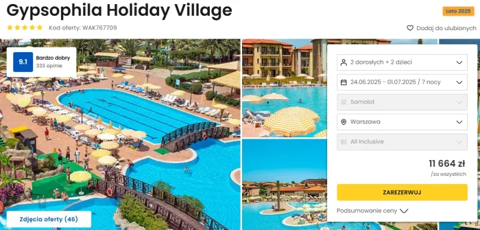 oferta hotelu Gypsophila Holiday Village ceny