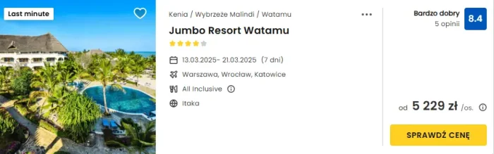 oferta hotelu Jumbo Resort Watamu w Kenii ceny