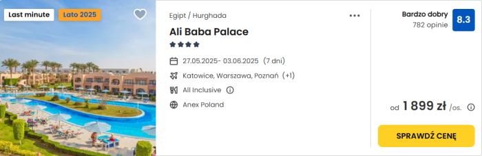 oferta hotelu Ali Baba Palace w Egipcie ceny