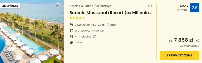 oferta hotelu Barcelo Mussanah Resort w Omanie ceny