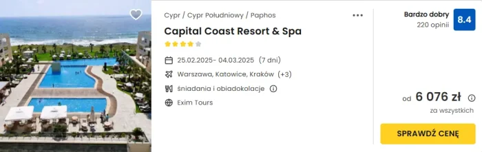 oferta hotelu Capital Coast Resort&Spa na Cyprze ceny