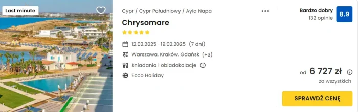 oferta hotelu Chrysomare na Cyprze ceny