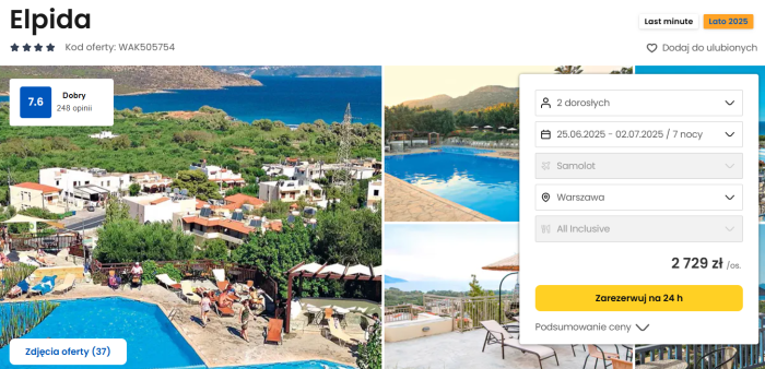 oferta hotelu Elpida na Krecie ceny