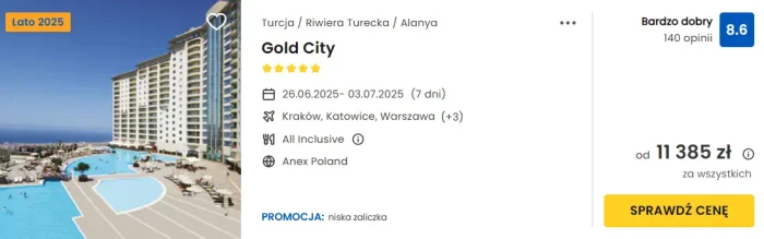 oferta hotelu Gold City oferty