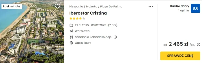 oferta hotelu Iberostar Cristina na Majorce ceny