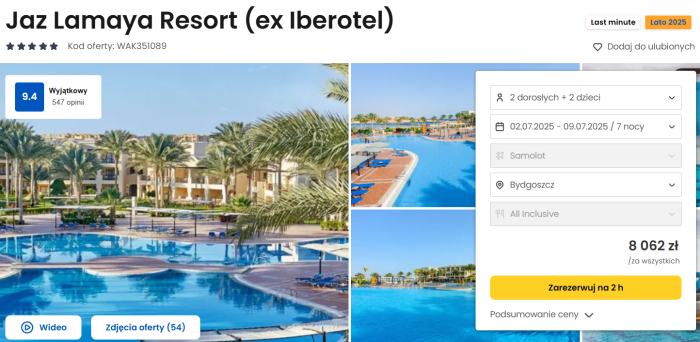 oferta hotelu Jaz Lamaya Resort w Egipcie ceny