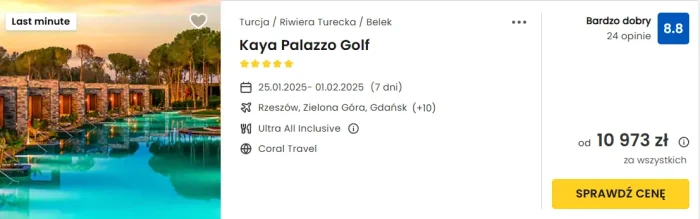 oferta hotelu Kaya Palazzo Golf w Turcji ceny