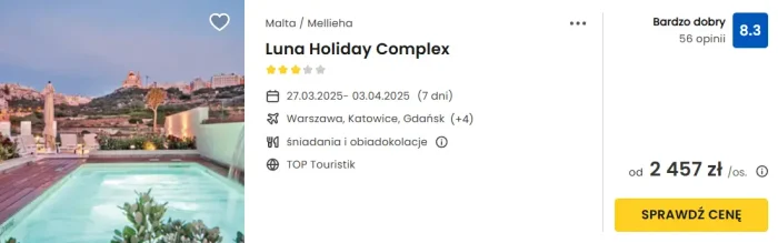 oferta hotelu Luna Holiday Complex na Malcie - opini i ceny 