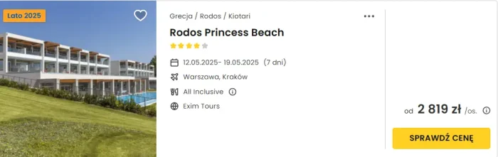 oferta hotelu Rodos Princess Beach na Rodos ceny