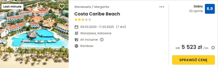 oferta hotelu Costa Caribe Beach w Wenezueli ceny