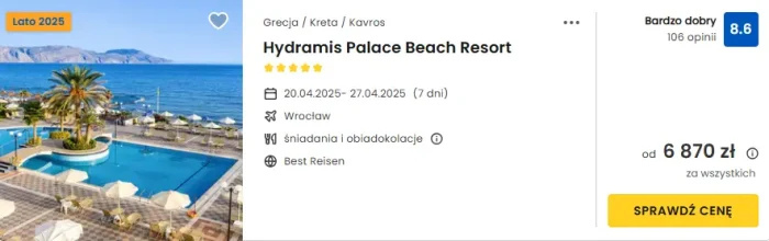 oferta hotelu Hydramis Palace Beach Resort na Krecie