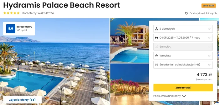 oferta hotelu Hydramis Palace Beach Resort na Krecie