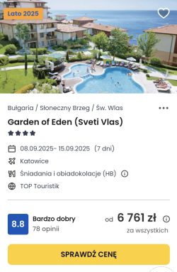 oferta hotelu Garden of Eden w Bułgarii ceny