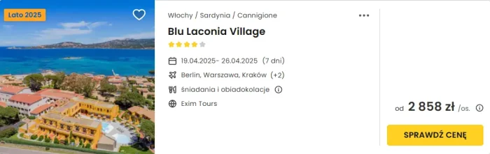 oferta hotelu Blu Laconia Village na Sardynii ceny