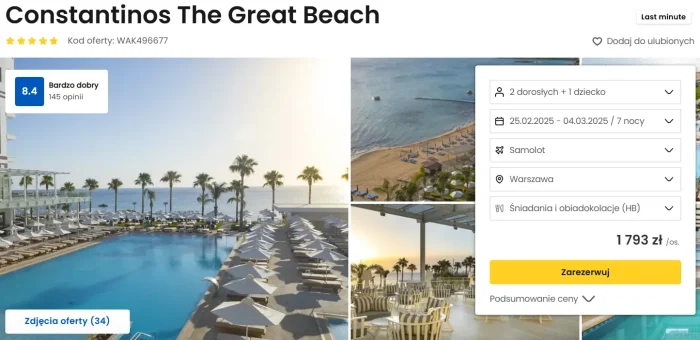 oferta hotelu Constantinos The Great Beach na Cyprze ceny