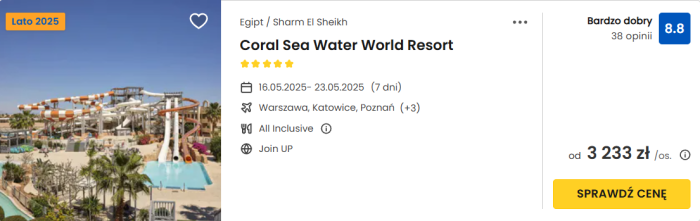 oferta hotelu Coral Sea Water World Resort w Egipcie ceny