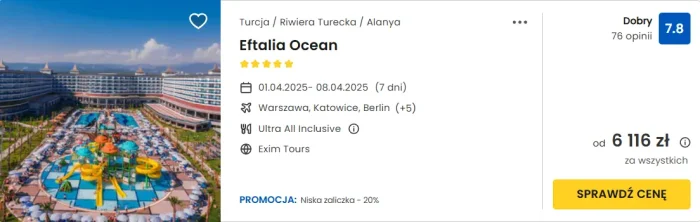 oferta hotelu Eftalia Ocean w Turcji ceny