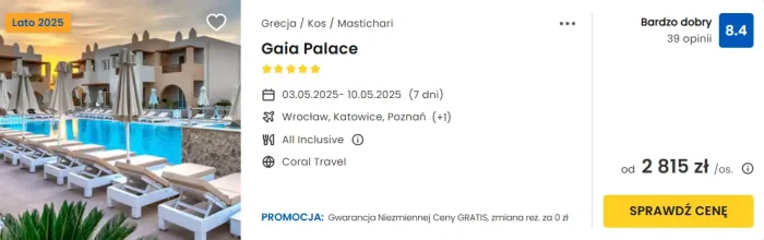 oferta hotelu Gaia Palace w Grecji ceny