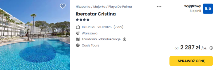 oferta hotelu Iberostar Cristina na Majorce ceny