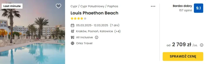 oferta hotelu Louis Phaethon Beach na Cyprze ceny